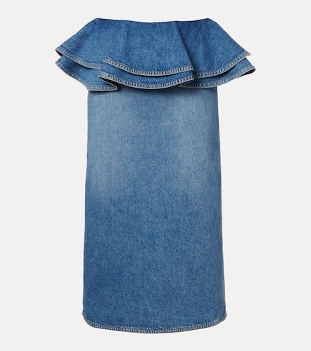 Gonna midi in denim con peplo - Plan C - Modalova