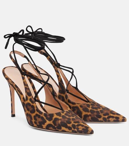 Leopard-print suede slingback pumps - Gianvito Rossi - Modalova
