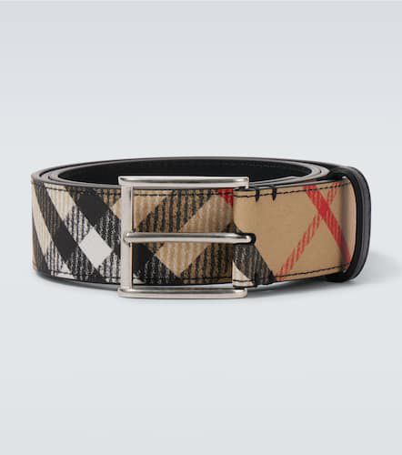 Cinturón de piel con Check - Burberry - Modalova