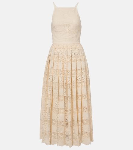 Abito midi in pizzo di misto seta e cotone - Elie Saab - Modalova