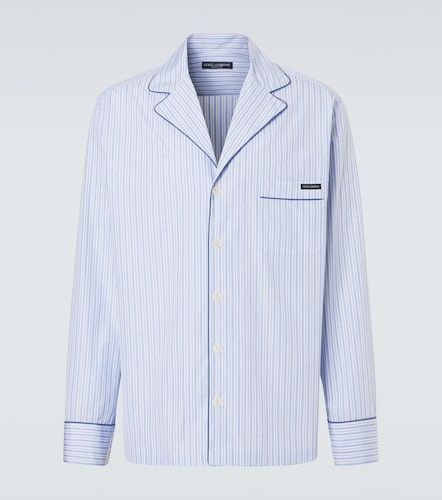 Camisa de pijama de popelín de algodón y seda a rayas - Dolce&Gabbana - Modalova