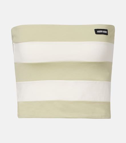 Top bandeau de jersey de algodón a rayas - Miu Miu - Modalova