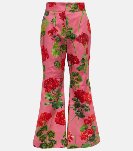 Floral high-rise cotton-blend flared pants - Oscar de la Renta - Modalova