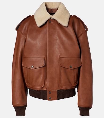 Bomberjacke aus Leder mit Shearling - Saint Laurent - Modalova