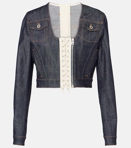 Lace-up cropped denim jacket - Jean Paul Gaultier - Modalova