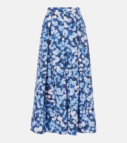 Floral pleated cotton midi skirt - Erdem - Modalova