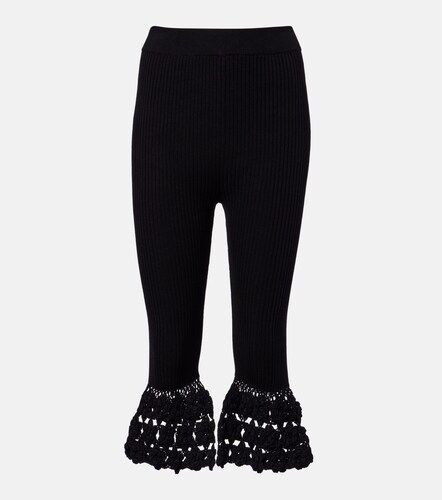 Crochet-trimmed ribbed cotton-blend capri pants - Ganni - Modalova