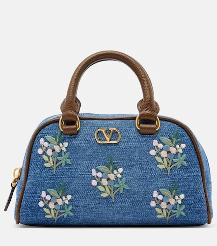 VLogo Mini floral denim top-handle bag - Valentino Garavani - Modalova