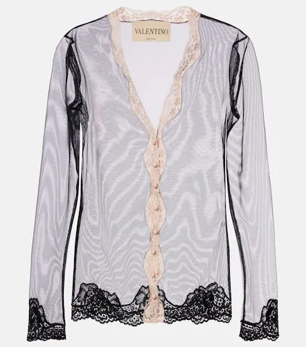 Cárdigan de malla con encaje - Valentino - Modalova