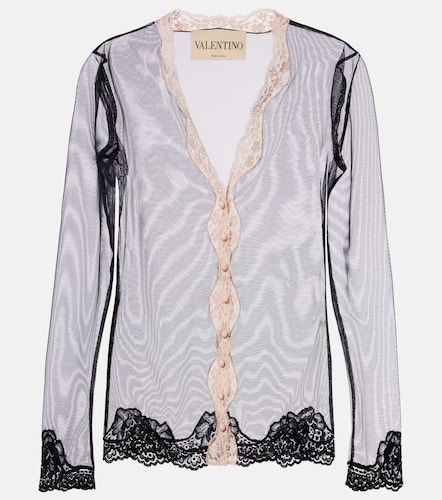 Cardigan in rete con pizzo - Valentino - Modalova