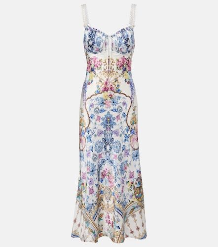 Embellished printed silk satin midi dress - Camilla - Modalova