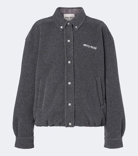Logo embroidered blouson jacket - Miu Miu - Modalova