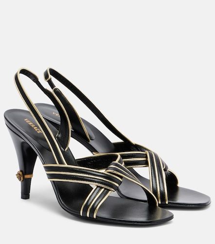 Gianni leather slingback sandals - Versace - Modalova