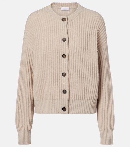 Ribbed-knit cashmere and wool-blend cardigan - Brunello Cucinelli - Modalova