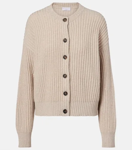 Ribbed-knit cashmere and wool-blend cardigan - Brunello Cucinelli - Modalova