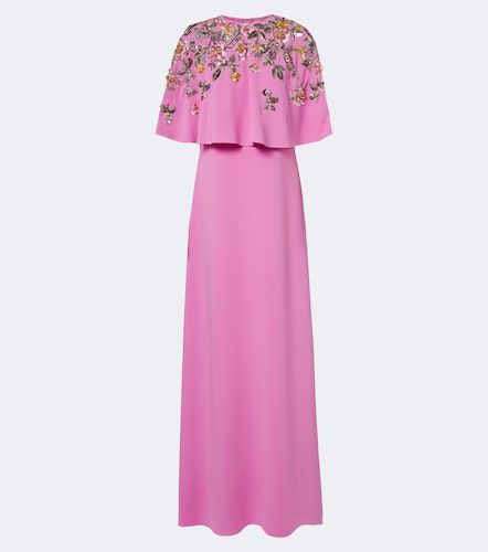 Caped floral silk-blend georgette gown - Oscar de la Renta - Modalova