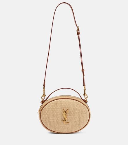 Leather-trimmed raffia shoulder bag - Saint Laurent - Modalova