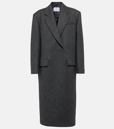 Double-breasted virgin wool coat - Prada - Modalova