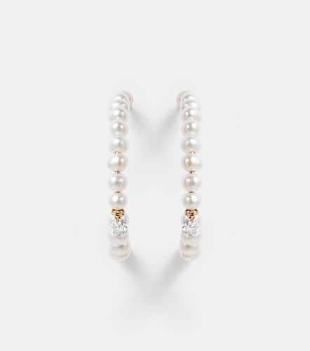 PersÃ©e 18kt hoop earrings with pearls and diamonds - Persee - Modalova