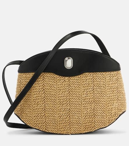 Tondo leather-trimmed raffia crossbody bag - Savette - Modalova