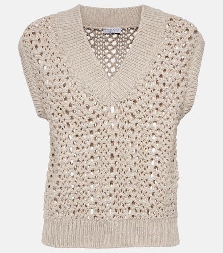 Offen gestrickter Pullunder aus Baumwollgemisch - Brunello Cucinelli - Modalova