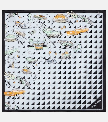 Sciarpa in twill di seta con stampa - Prada - Modalova