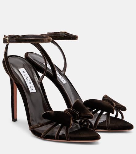 Black Tie 105 bow-detail velvet sandals - Aquazzura - Modalova