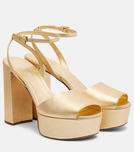Metallic leather platform sandals - Prada - Modalova