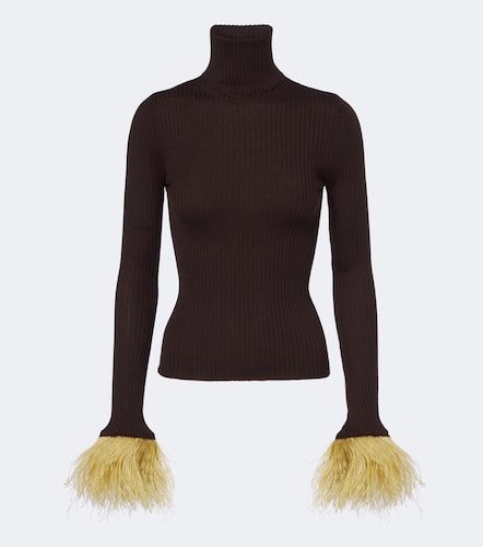 Feather-trimmed cashmere and silk top - La DoubleJ - Modalova
