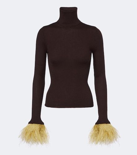 Top in cashmere e seta con piume - La DoubleJ - Modalova
