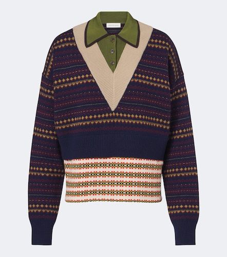 Pullover polo in misto lana jacquard - Dries Van Noten - Modalova