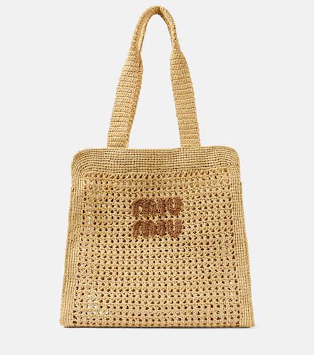 Miu Miu Medium logo woven tote bag - Miu Miu - Modalova