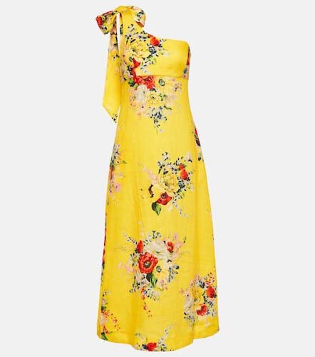 One-shoulder floral linen midi dress - Zimmermann - Modalova
