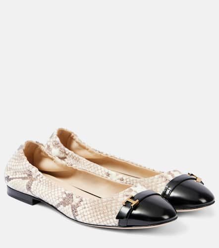 Snake-effect leather ballet flats - Tod's - Modalova