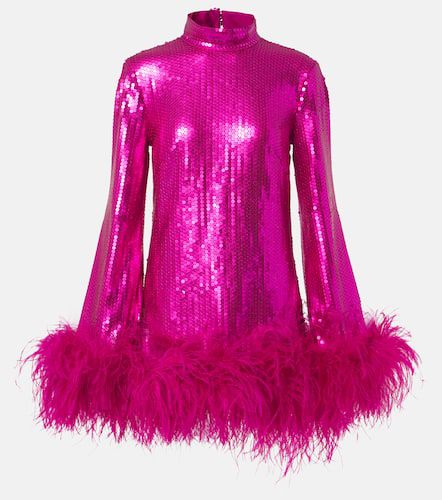 Gina sequined feather-trimmed minidress - Taller Marmo - Modalova