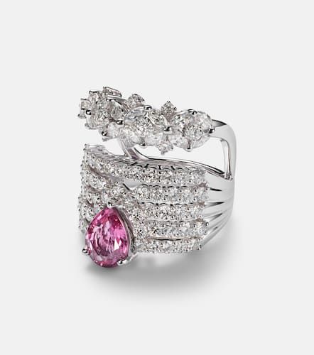 Reign Supreme 18kt white ring with diamonds and sapphire - Yeprem - Modalova