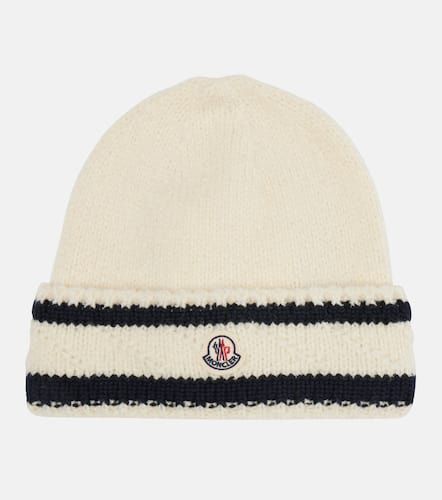 Logo striped wool-blend beanie - Moncler - Modalova