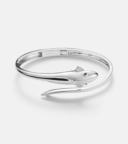Requin 9kt white gold bangle with diamonds - Yvonne Leon - Modalova