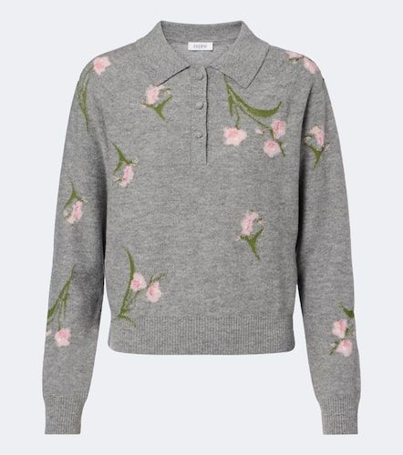 Floral intarsia wool polo sweater - Erdem - Modalova