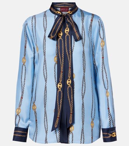 Camisa de sarga de seda estampada - Gucci - Modalova