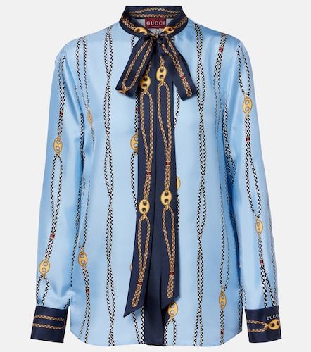 Camisa de sarga de seda estampada - Gucci - Modalova