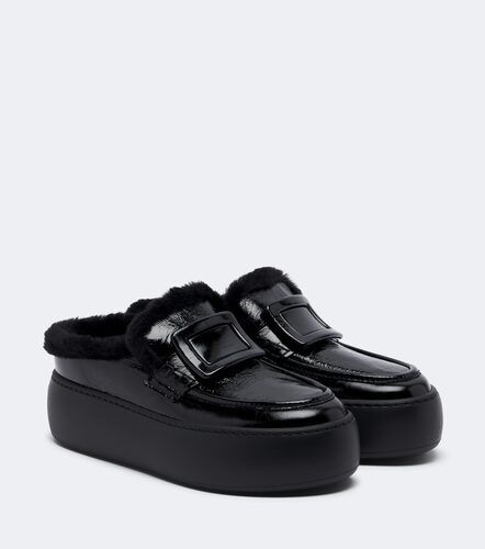 Shearling-lined leather platform mules - Roger Vivier - Modalova