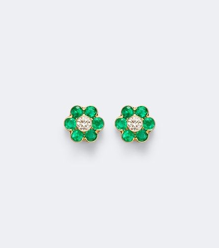 Orecchini Flora in oro 18kt con smeraldi e diamante - Anita Ko - Modalova