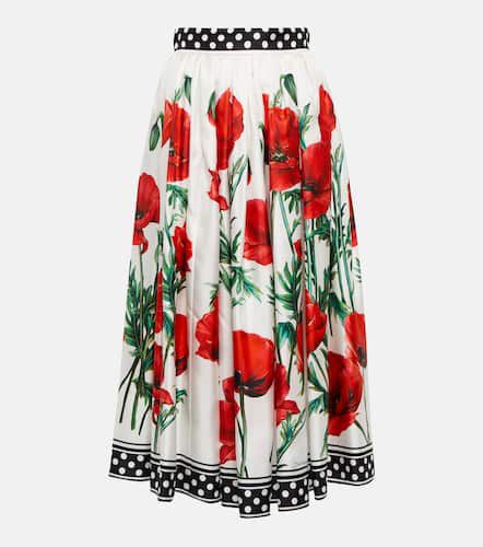 Floral high-rise silk midi skirt - Dolce&Gabbana - Modalova