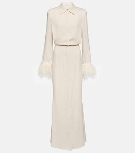 Feather-trimmed crÃªpe maxi shirt dress - Roland Mouret - Modalova