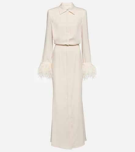 Feather-trimmed crÃªpe maxi shirt dress - Roland Mouret - Modalova