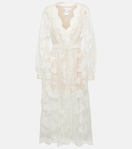 Belted cotton-blend lace midi dress - Oscar de la Renta - Modalova