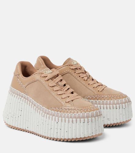 Chloé Plateau-Sneakers Nama aus Veloursleder und Leder - Chloe - Modalova