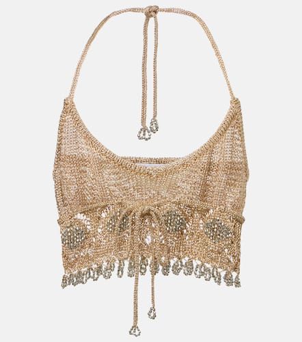 Crochet embellished lame crop top - Rabanne - Modalova