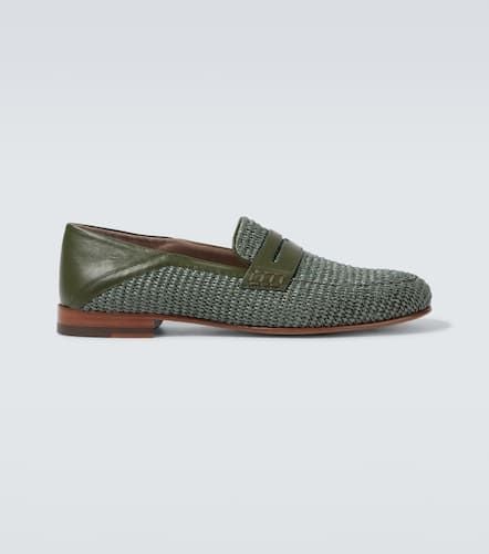 Padstow leather-trimmed raffia loafers - Manolo Blahnik - Modalova